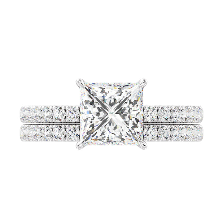 Princess Engagement Ring with Wedding Band