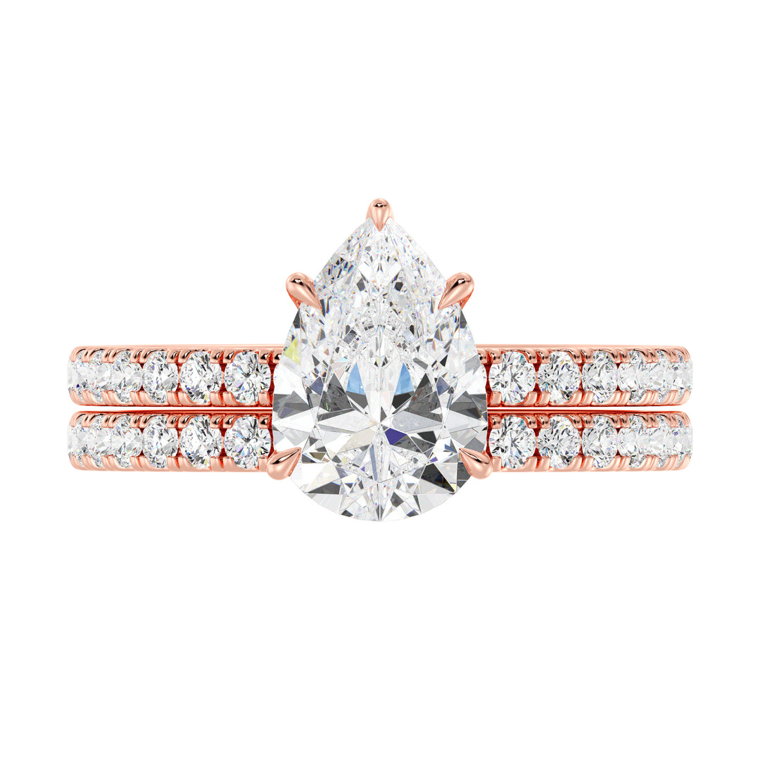 Pear Engagement Ring with Wedding Band
