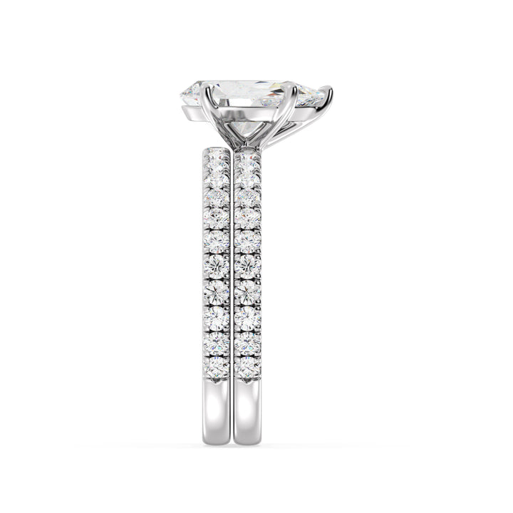 Pear Engagement Ring with Wedding Band
