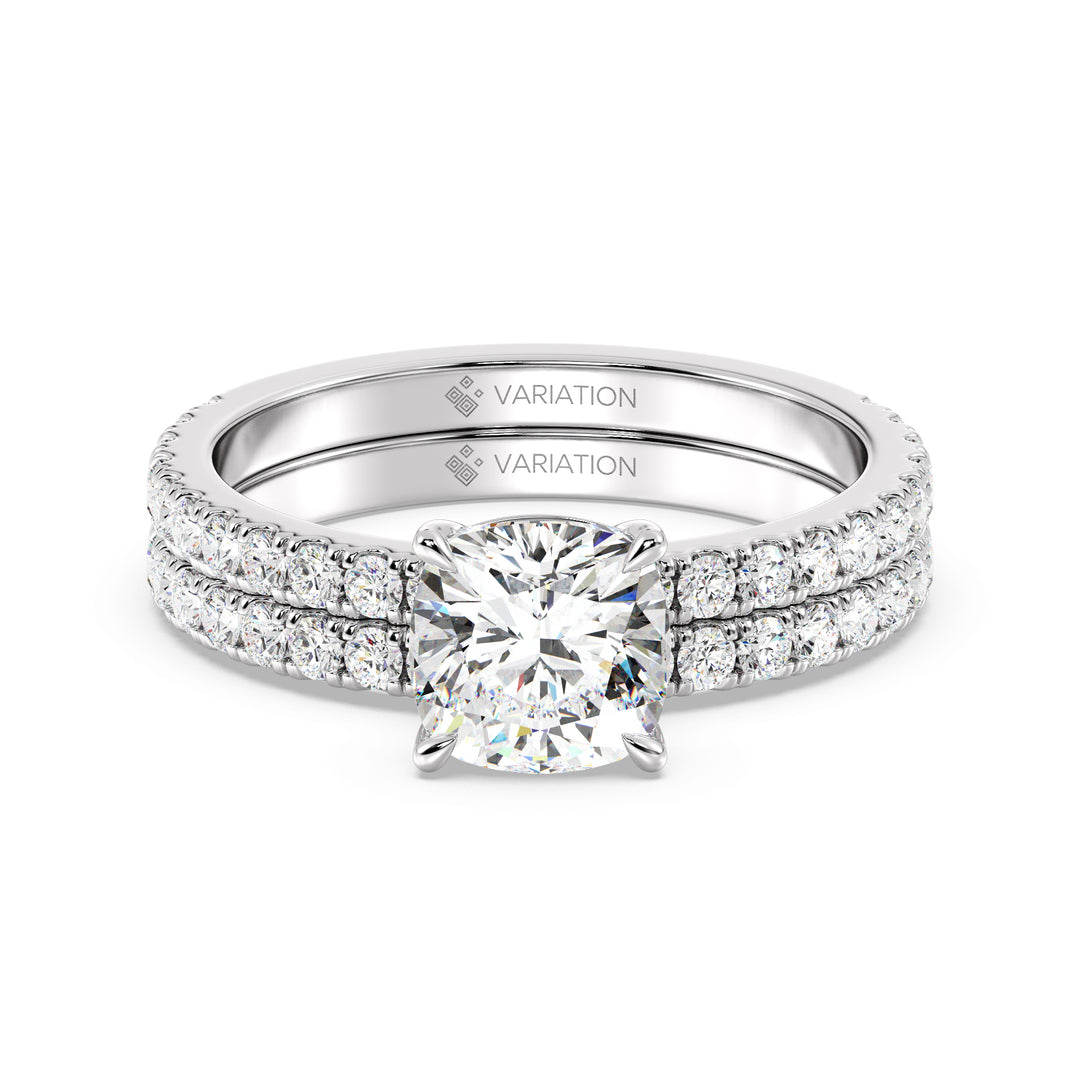 Cushion Cut Engagement Ring with Wedding Band