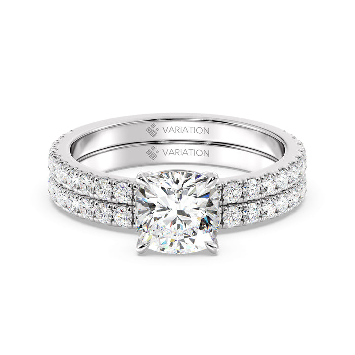 Cushion Cut Engagement Ring with Wedding Band