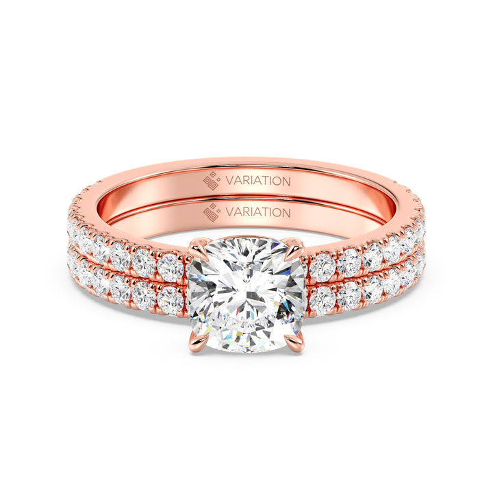 Cushion Cut Engagement Ring with Wedding Band