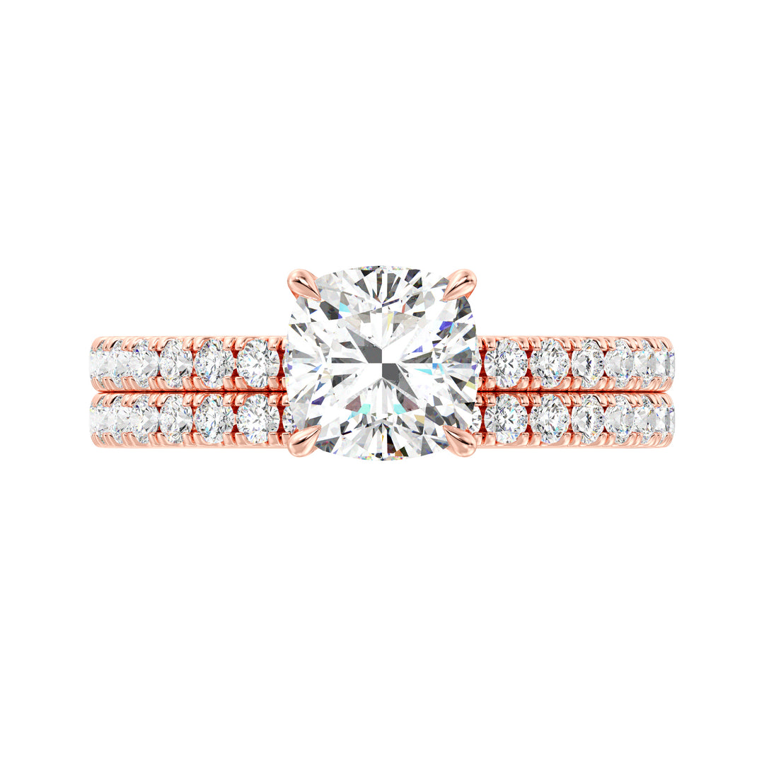 Cushion Cut Engagement Ring with Wedding Band