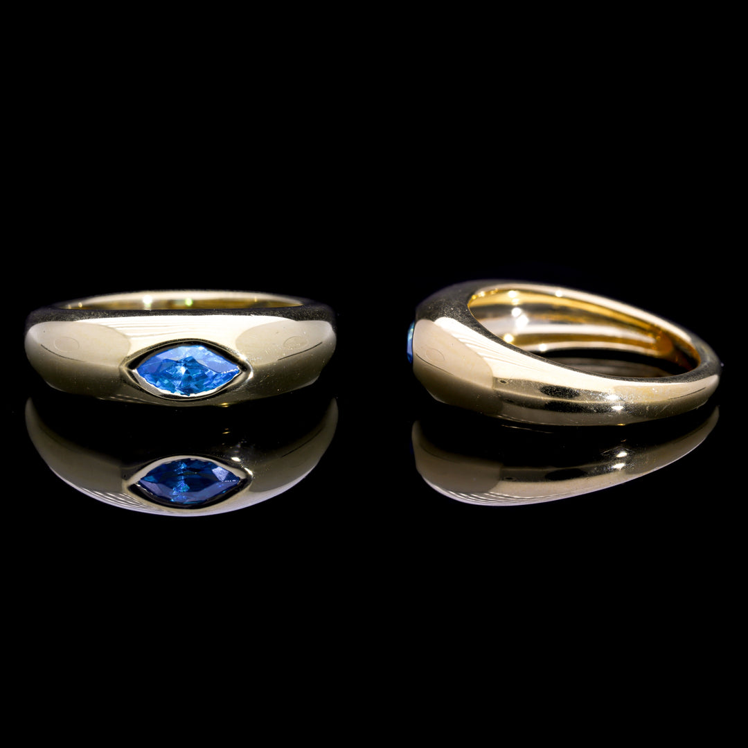 GOLD VERMEIL BLAU TOPAS ELEGANZ: Exquisiter Ring