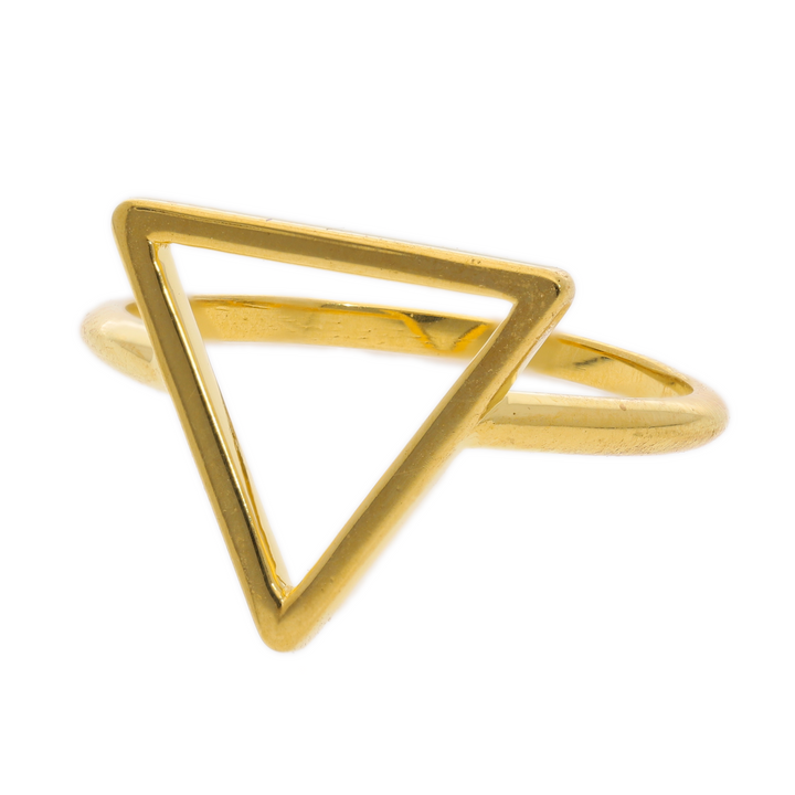 Bague triangle ouvert en vermeil doré