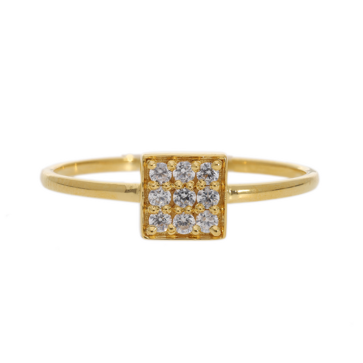 Gold Vermeil Square Pave Cz Ring