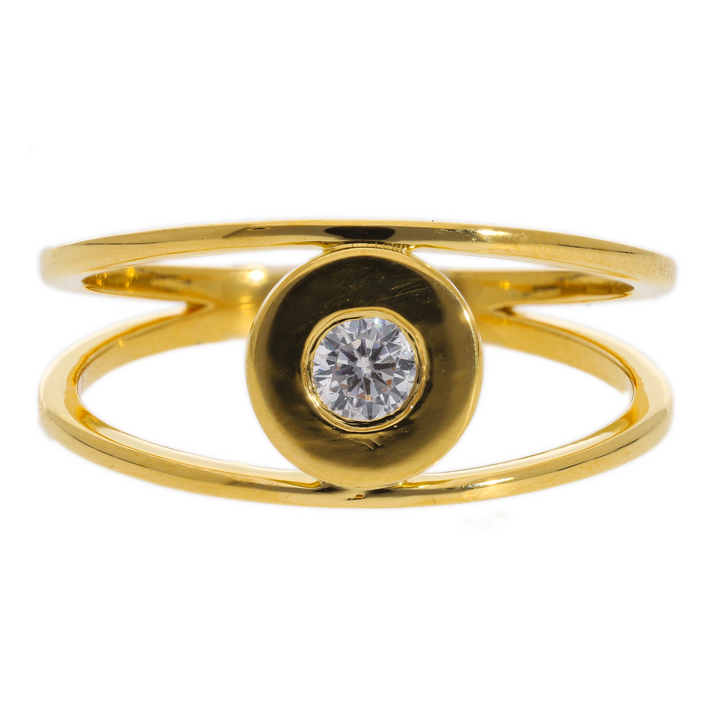 Gold Vermeil Elliptical Zirconia Ring For Women