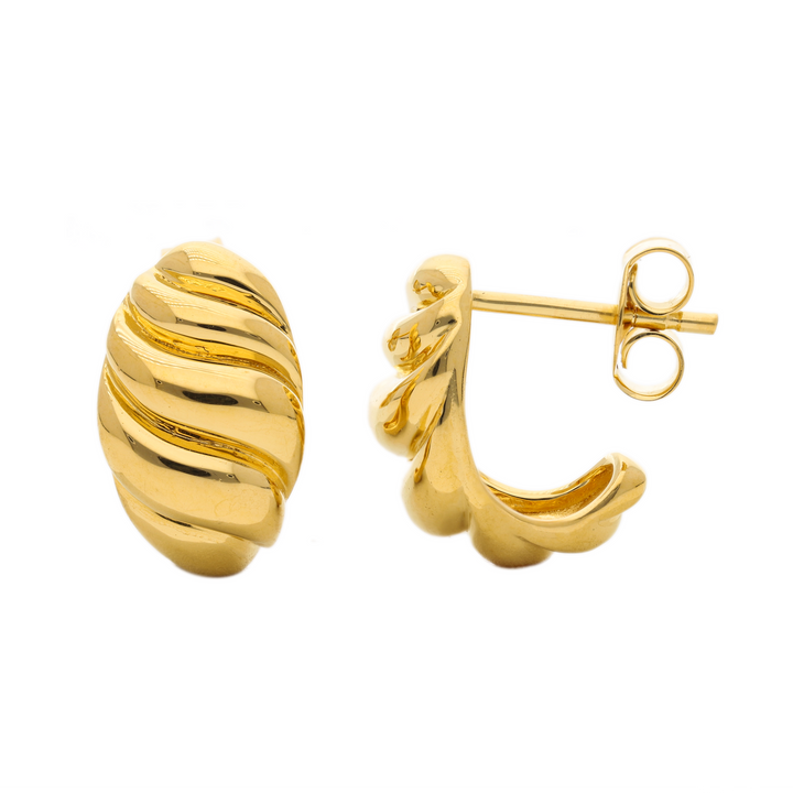 GOLD VERMEIL CROISSANT EARRINGS: TWISTED DOME DROPLETS