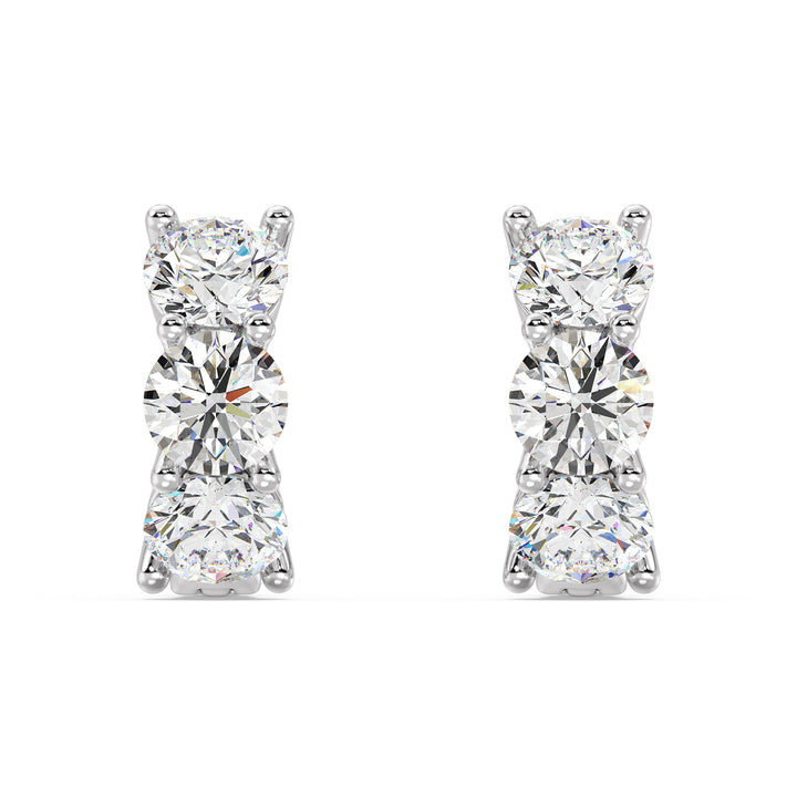 Boucles d'oreilles Huggie en or massif 18 carats avec diamants ronds cultivés en laboratoire de 1,38 ct