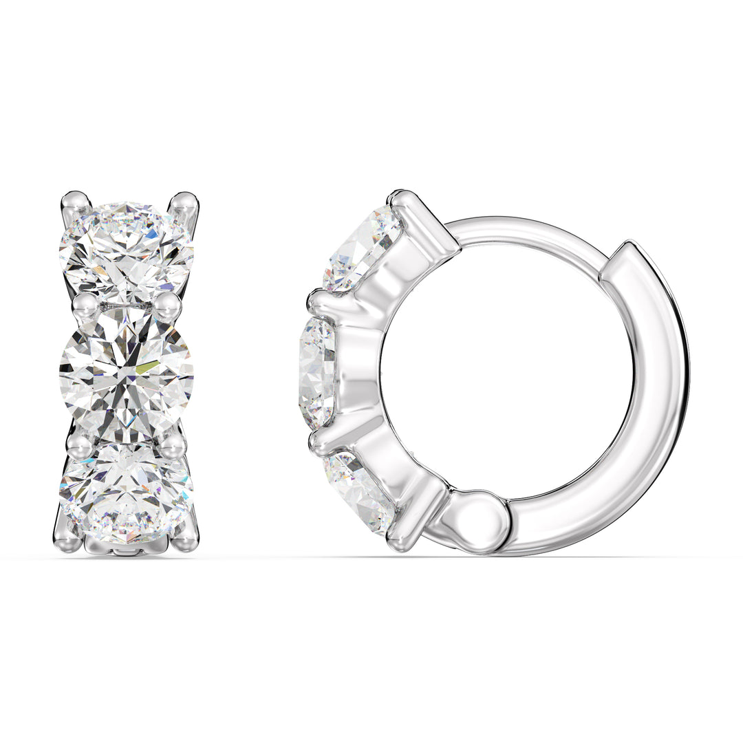 Boucles d'oreilles Huggie en or massif 18 carats avec diamants ronds cultivés en laboratoire de 1,38 ct