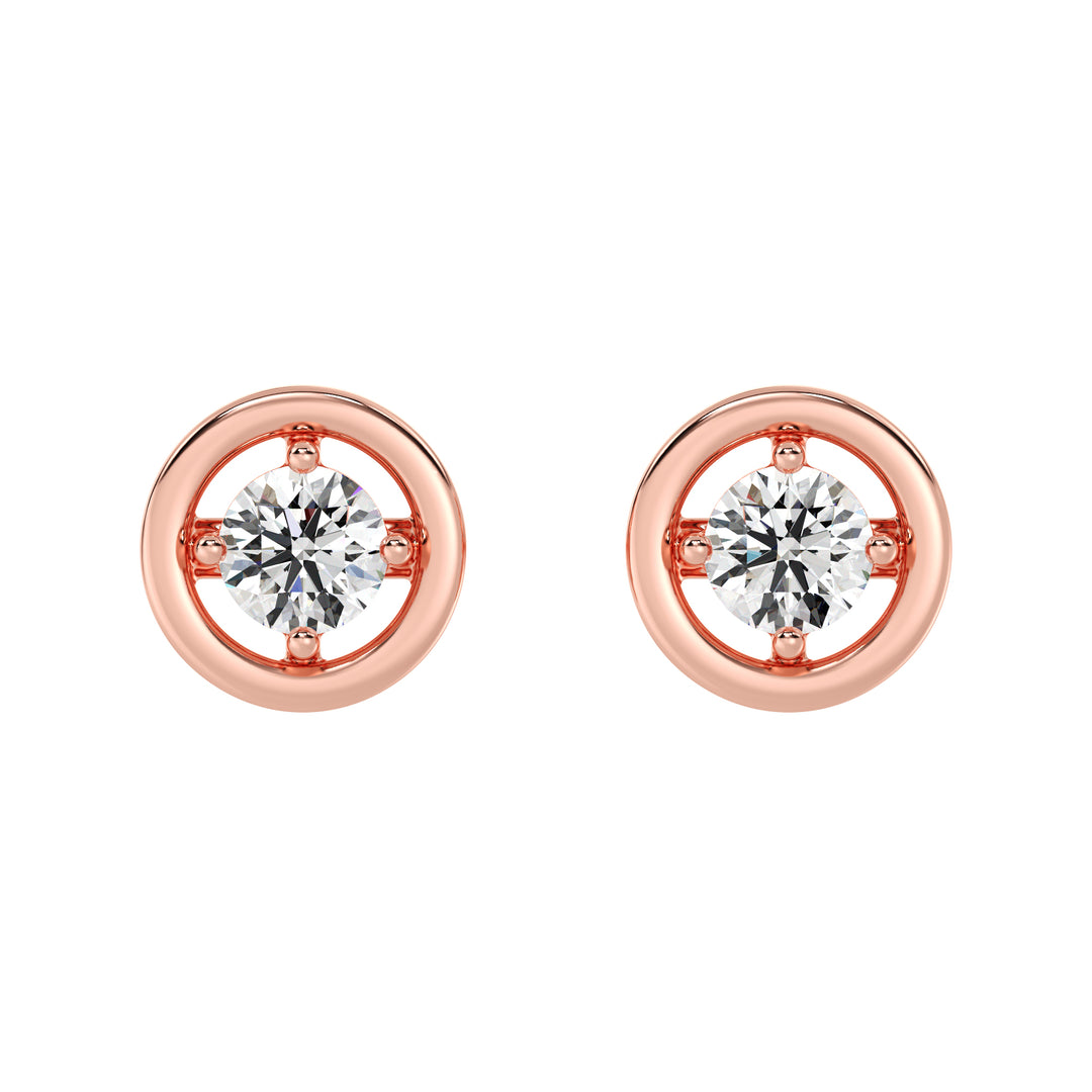 Boucles d'oreilles classiques à tige en or massif 18 carats avec diamants ronds cultivés en laboratoire pour femmes