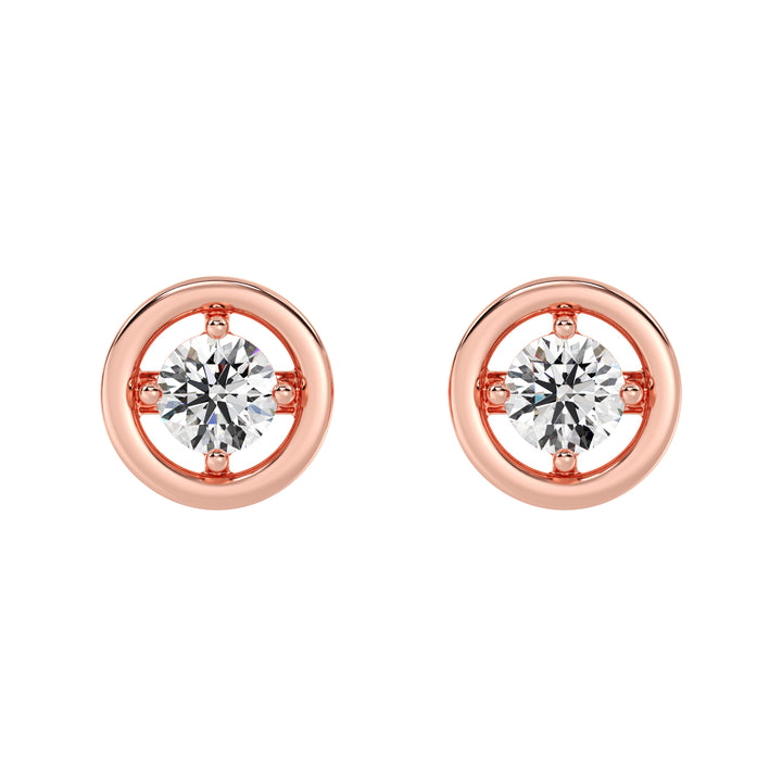 Boucles d'oreilles classiques à tige en or massif 18 carats avec diamants ronds cultivés en laboratoire pour femmes