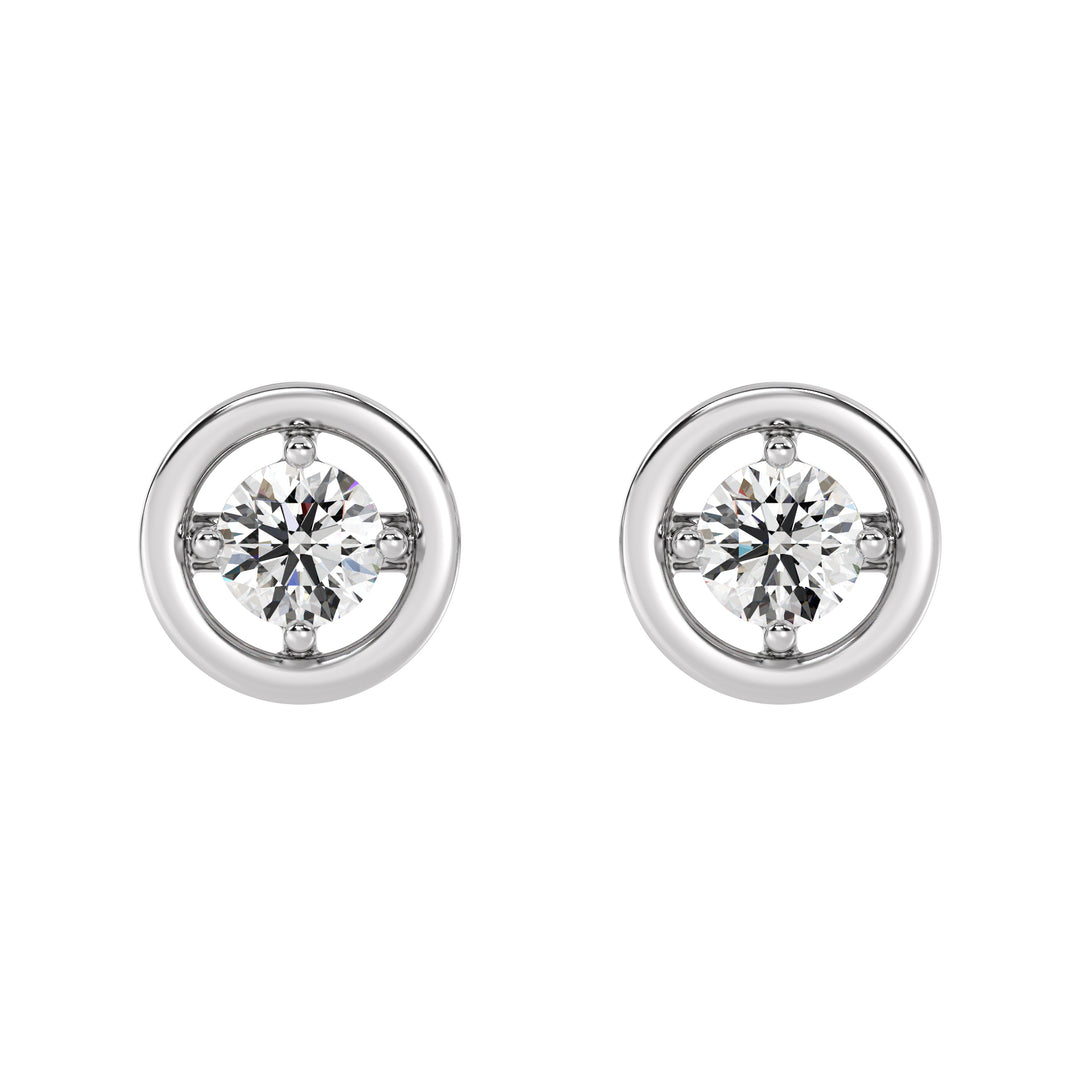 Boucles d'oreilles classiques à tige en or massif 18 carats avec diamants ronds cultivés en laboratoire pour femmes