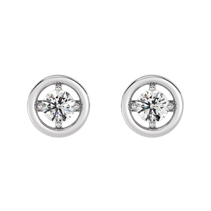 18K Solid Gold Round Lab Grown Diamond Classic Stud Earrings for Women