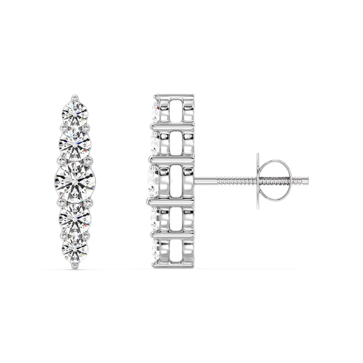 18K Solid Gold Elle Stud Earrings with Screw Backs, 0.46CT Total Lab-Grown Diamonds in Yellow, White, or Rose Gold