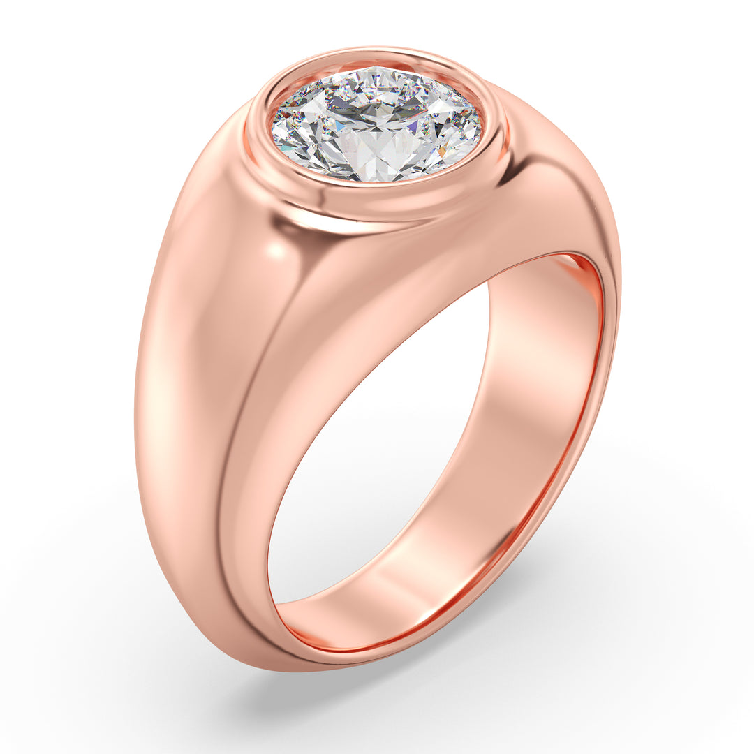 IGI Certified 2ctw Lab Grown Round Diamond Bezel Set Men's Signet Ring in 18K Gold