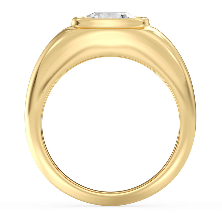 IGI Certified 2ctw Lab Grown Round Diamond Bezel Set Men's Signet Ring in 18K Gold