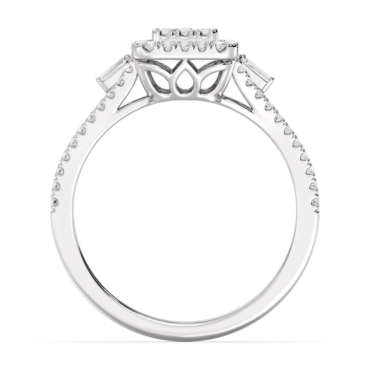 Bague de fiançailles halo à tige fendue en or 18 carats avec diamants de laboratoire de 0,68 ct