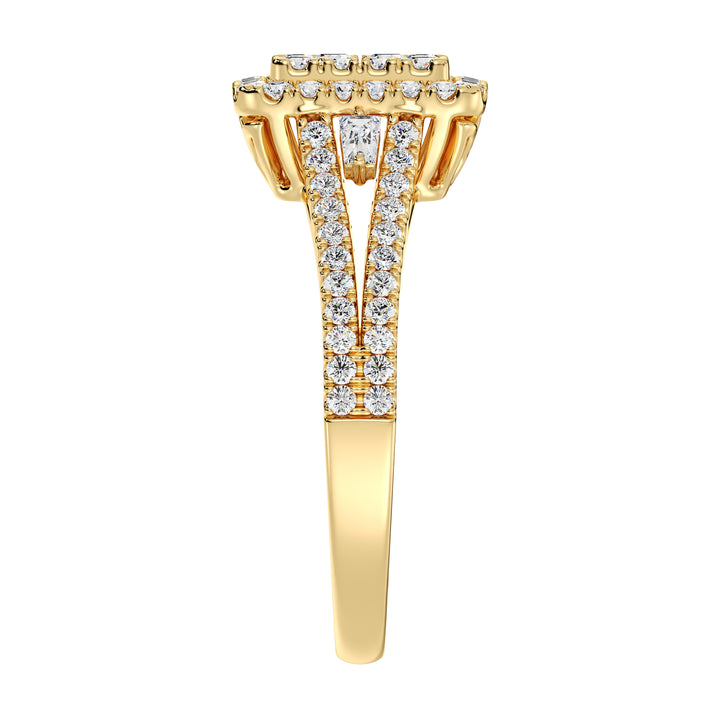 18KT Gold Split Shank Halo Engagement Ring with .68ctw Lab-Grown Diamonds