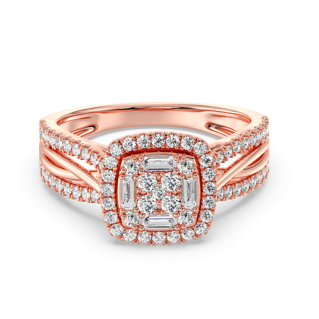 Double Halo Diamond Rings Halo Style Lab-Diamond Cushion Cut