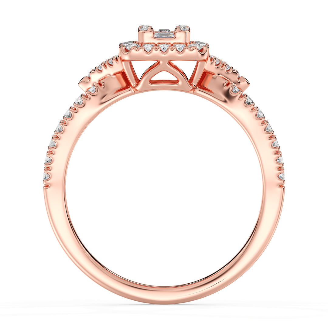 0.73 CTTW Lab yang Dibahas Lab Gelang Square Cluster Halo Engagement Cincin Dalam 18k Emas