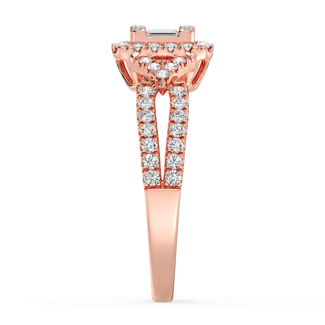 0.73 CTTW Lab Diamond Square Cluster Halo Agrish Ring بالذهب 18K