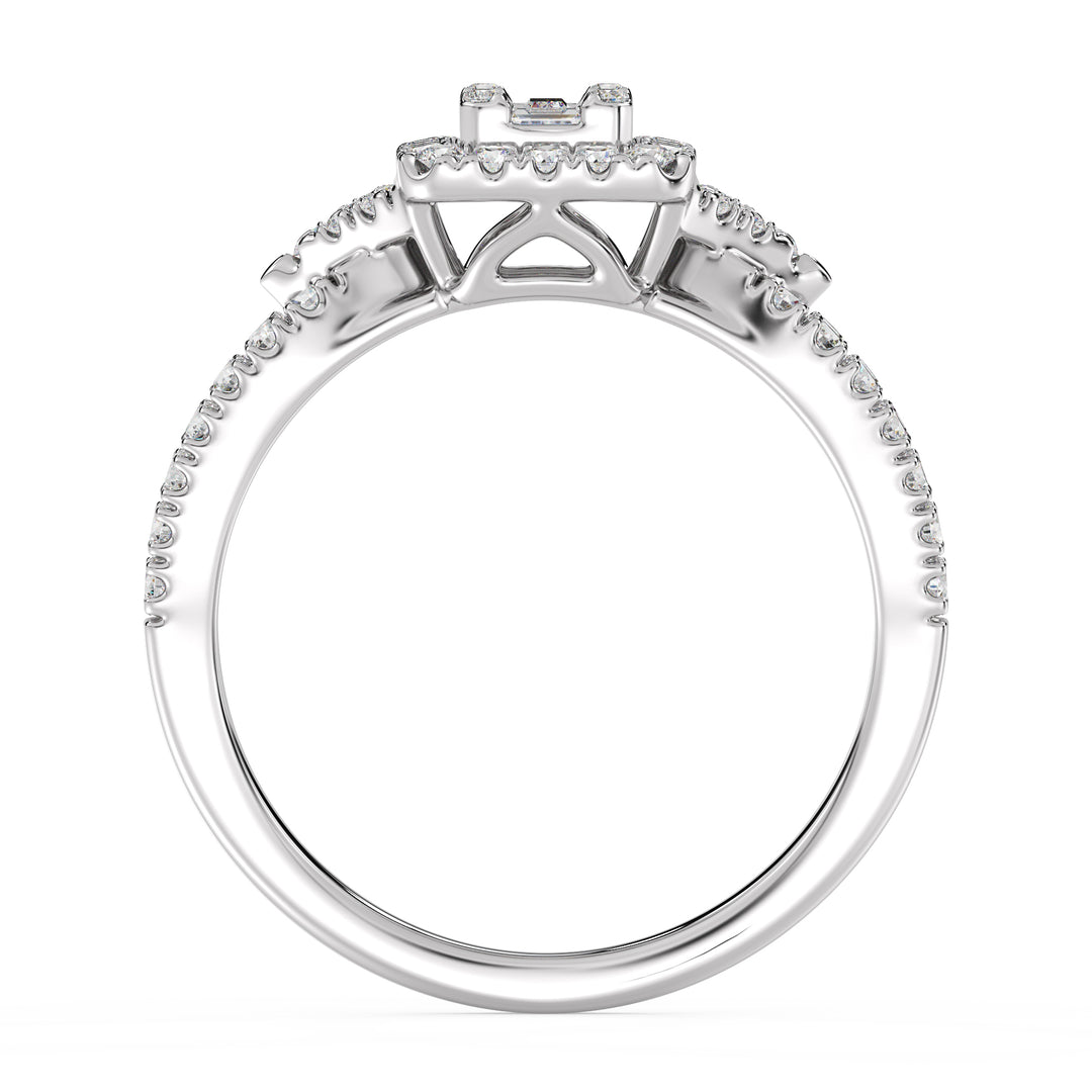 0,73 CTTW Lab-dyrket diamant kvadratklynge Halo forlovelsesring i 18K gull