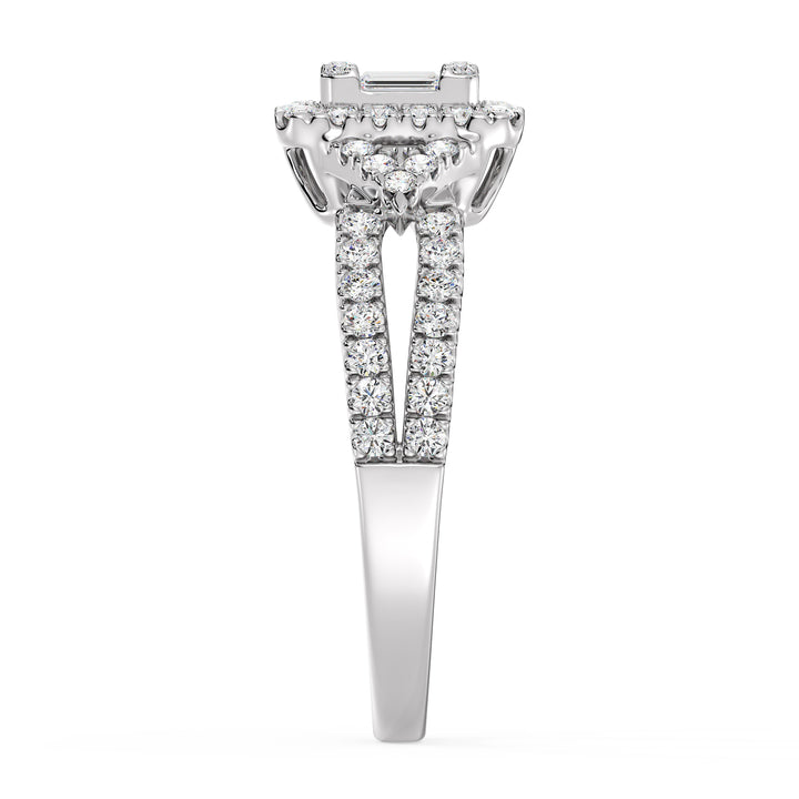 0.73 CTTW Lab yang Dibahas Lab Gelang Square Cluster Halo Engagement Cincin Dalam 18k Emas