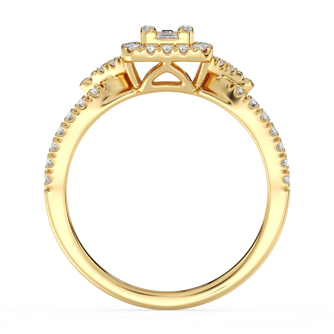 0,73 CTTW Laborgewachsen Diamond Square Cluster Halo-Verlobungsring in 18 Karat Gold