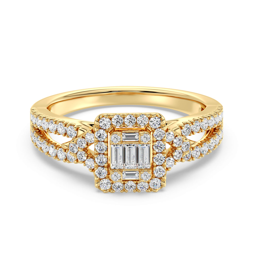 0,73 CTTW LAB-dyrket Diamond Square Cluster Halo Engagement Ring i 18K guld