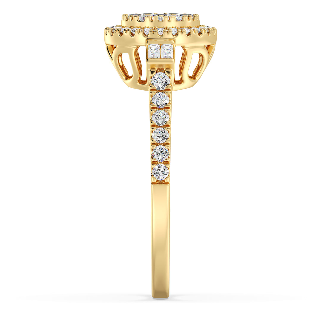 0,74 CTTW LAB-dyrket diamantrunde klynge Halo Engagement Ring i 18K guld