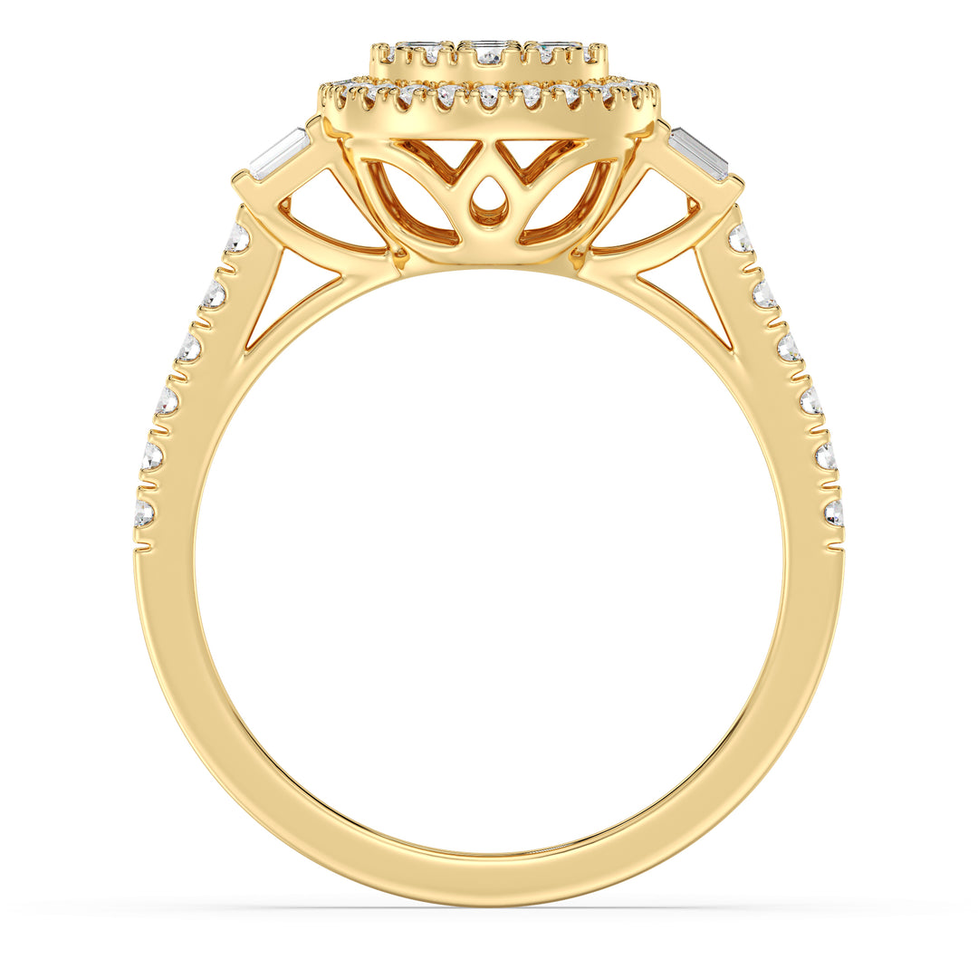 0,74 CTTW LAB-dyrket diamantrunde klynge Halo Engagement Ring i 18K guld