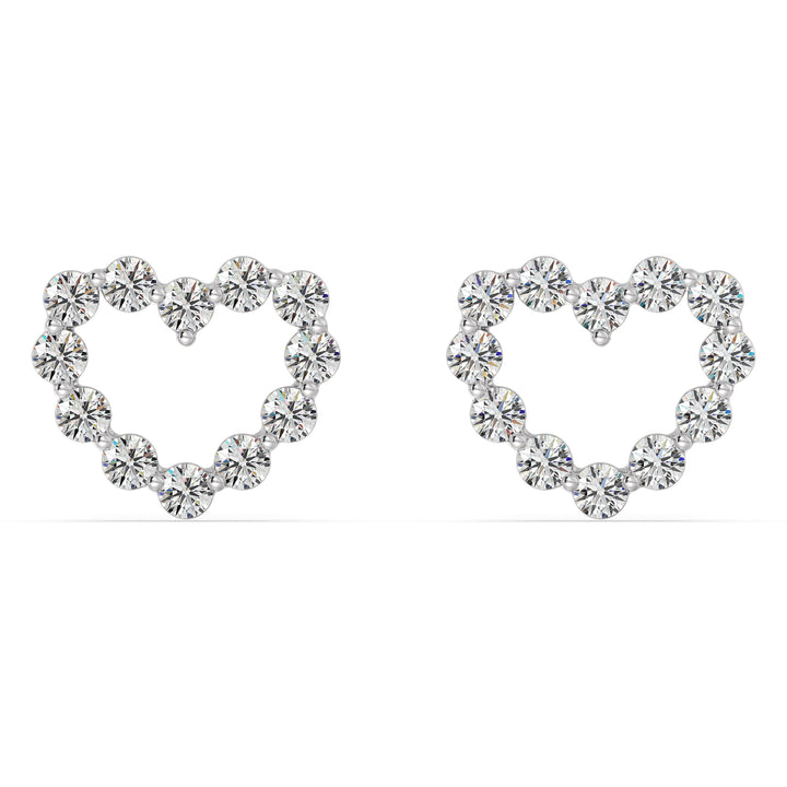 18K Gold Heart-Shaped Stud Earrings with Round Lab-Grown Diamonds