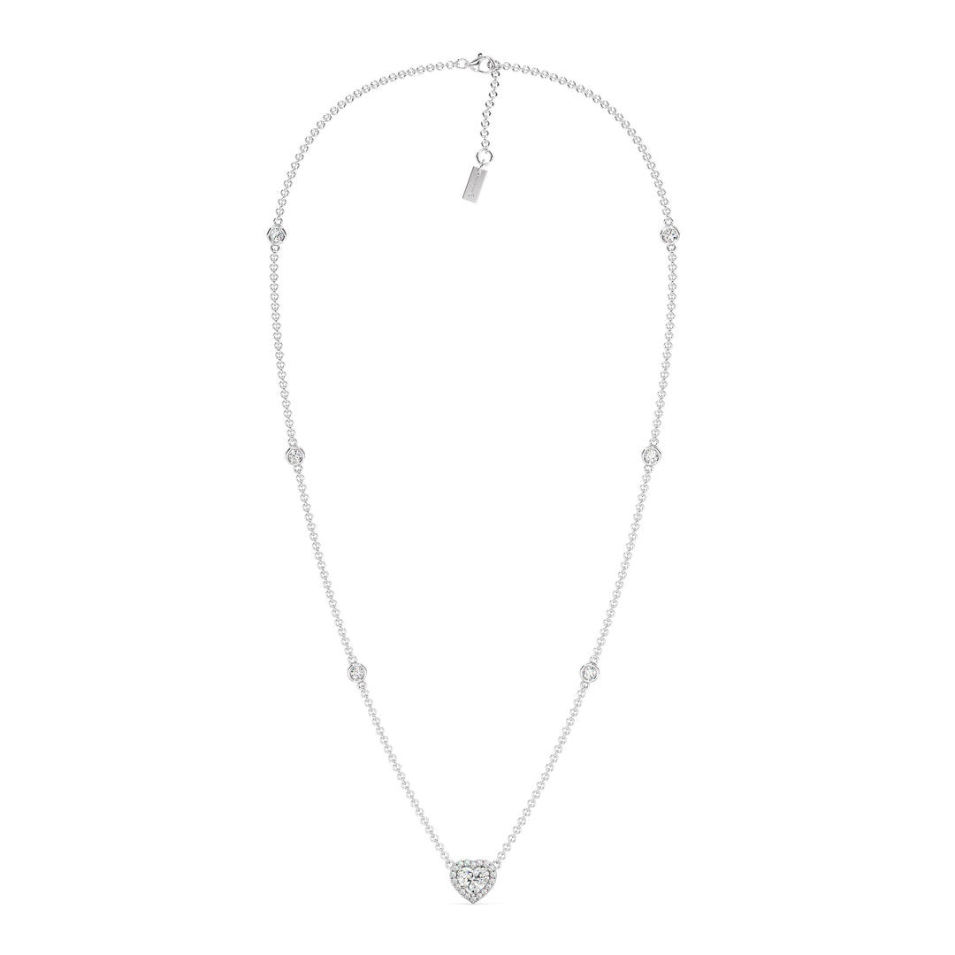 White Gold Necklace with Heart-Cut Lab-Grown Diamonds