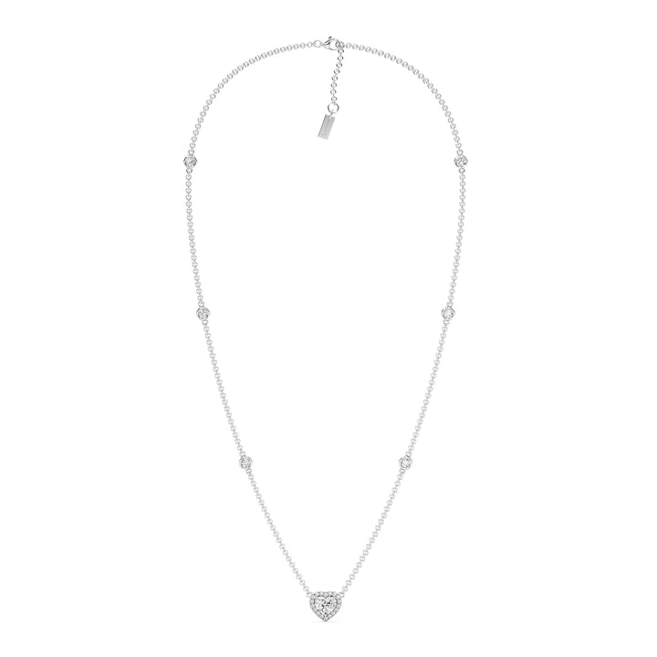 White Gold Necklace with Heart-Cut Lab-Grown Diamonds