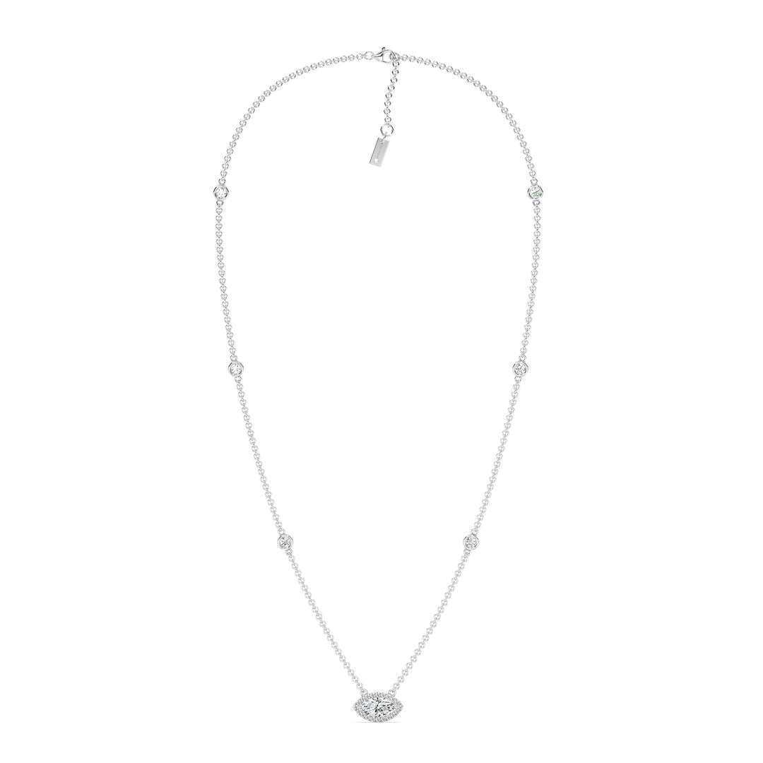 White Gold Necklace with Marquise-Cut Lab-Grown Diamonds