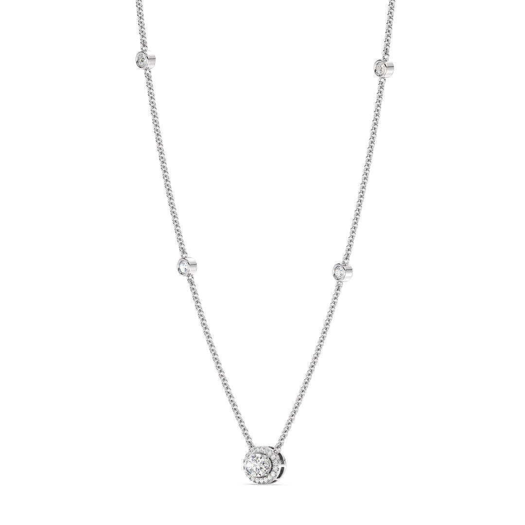 White Gold Necklace with Oval-Cut Lab-Grown Diamonds