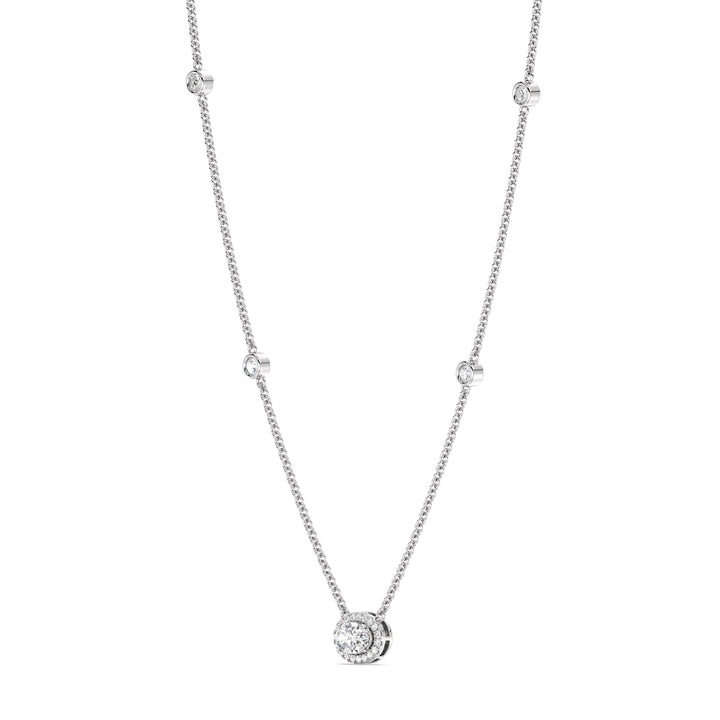 White Gold Necklace with Oval-Cut Lab-Grown Diamonds