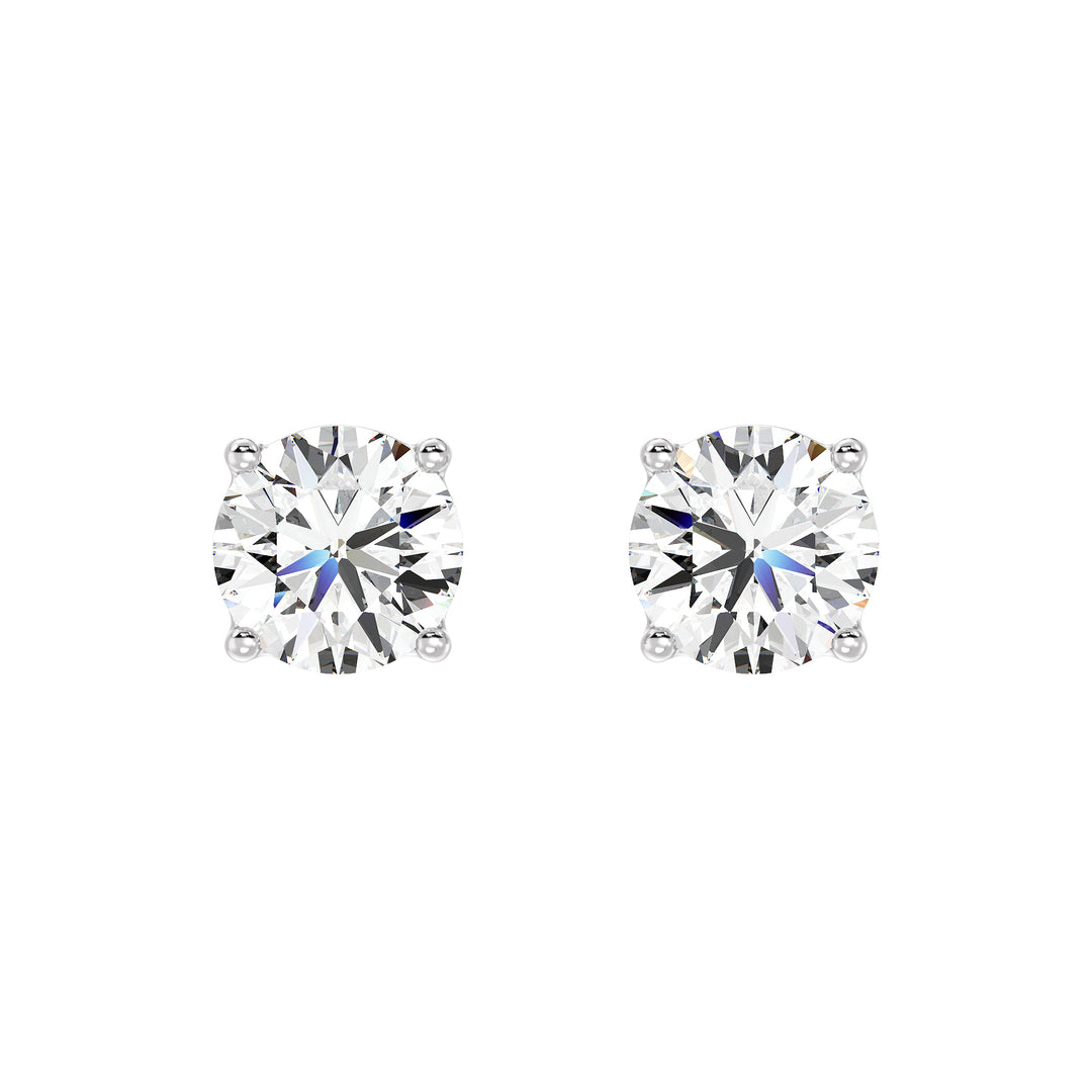 White gold round cut lab grown diamond stud earrings with timeless sparkle, 0.20–4.00 CTTW
