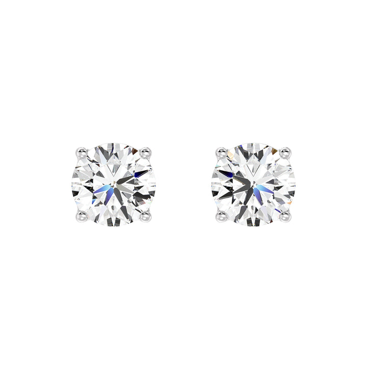 White gold round cut lab grown diamond stud earrings with timeless sparkle, 0.20–4.00 CTTW