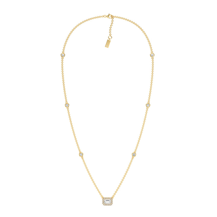 Yellow Gold Necklace with Emerald-Cut Lab-Grown Diamonds