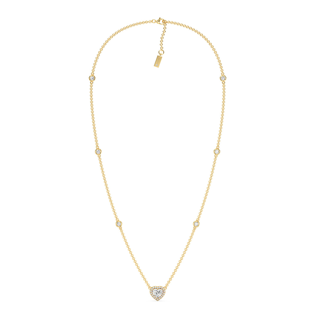 Yellow Gold Necklace with Heart-Cut Lab-Grown Diamonds