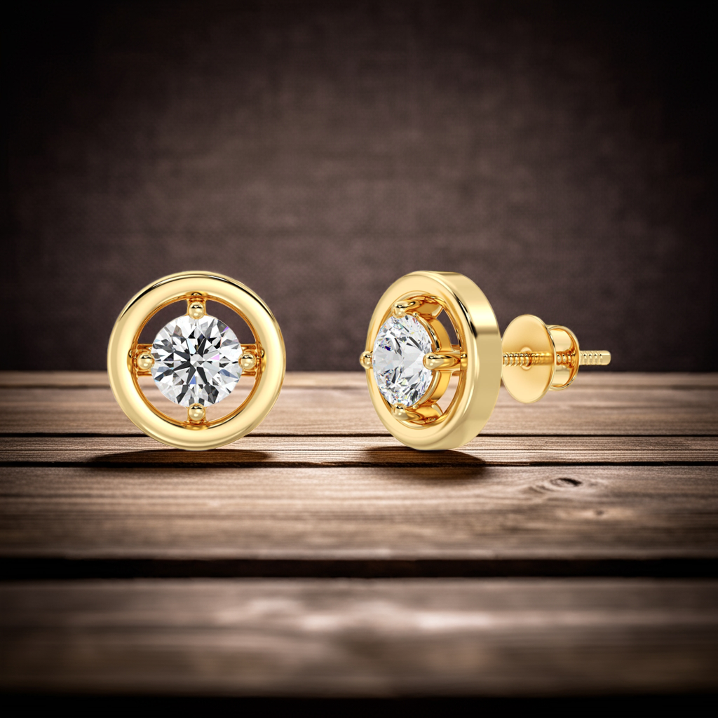 Gold Rim Stud Earrings