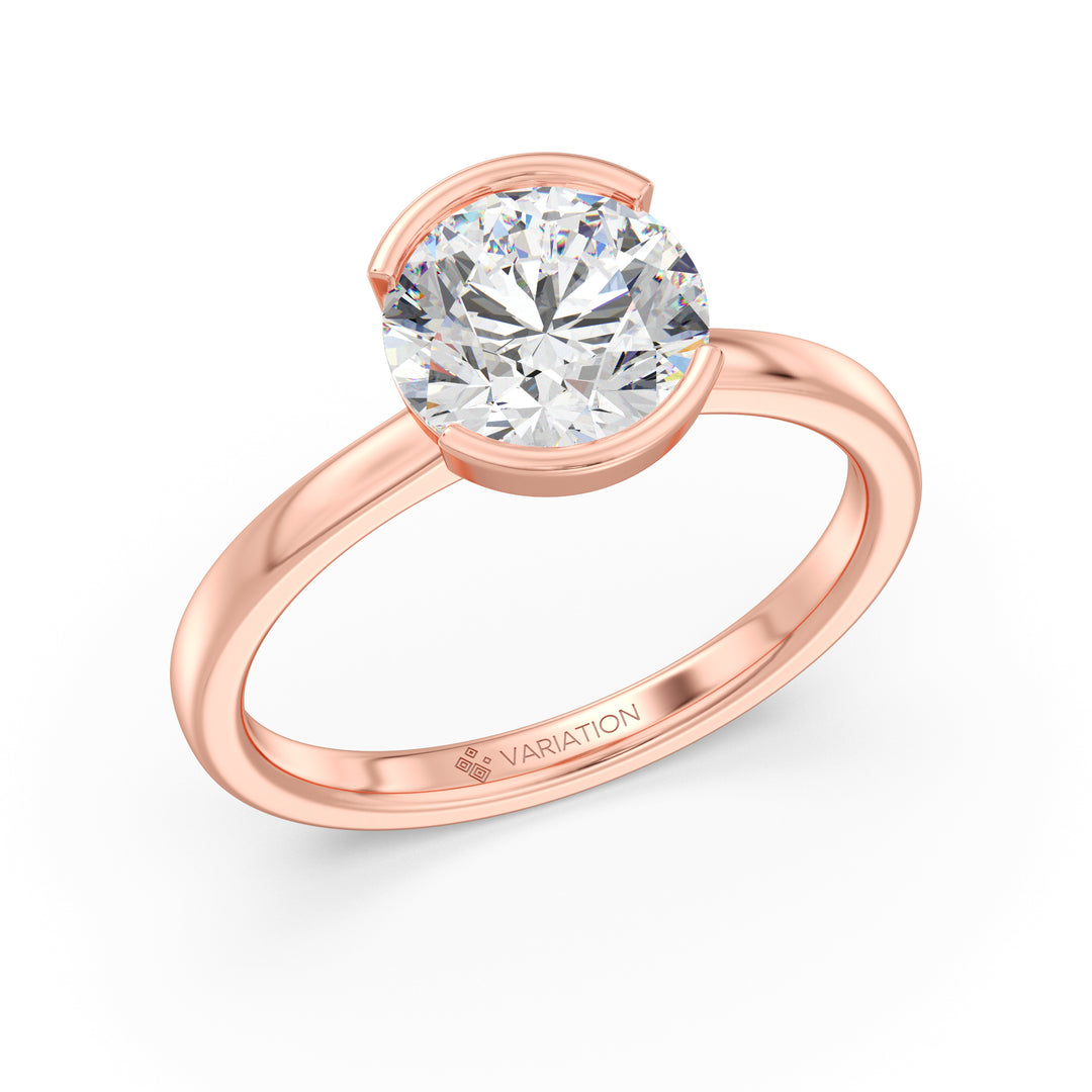Asscher Cut Lab Grown Diamond Bezel Solitaire Ring in 18K Rose Gold