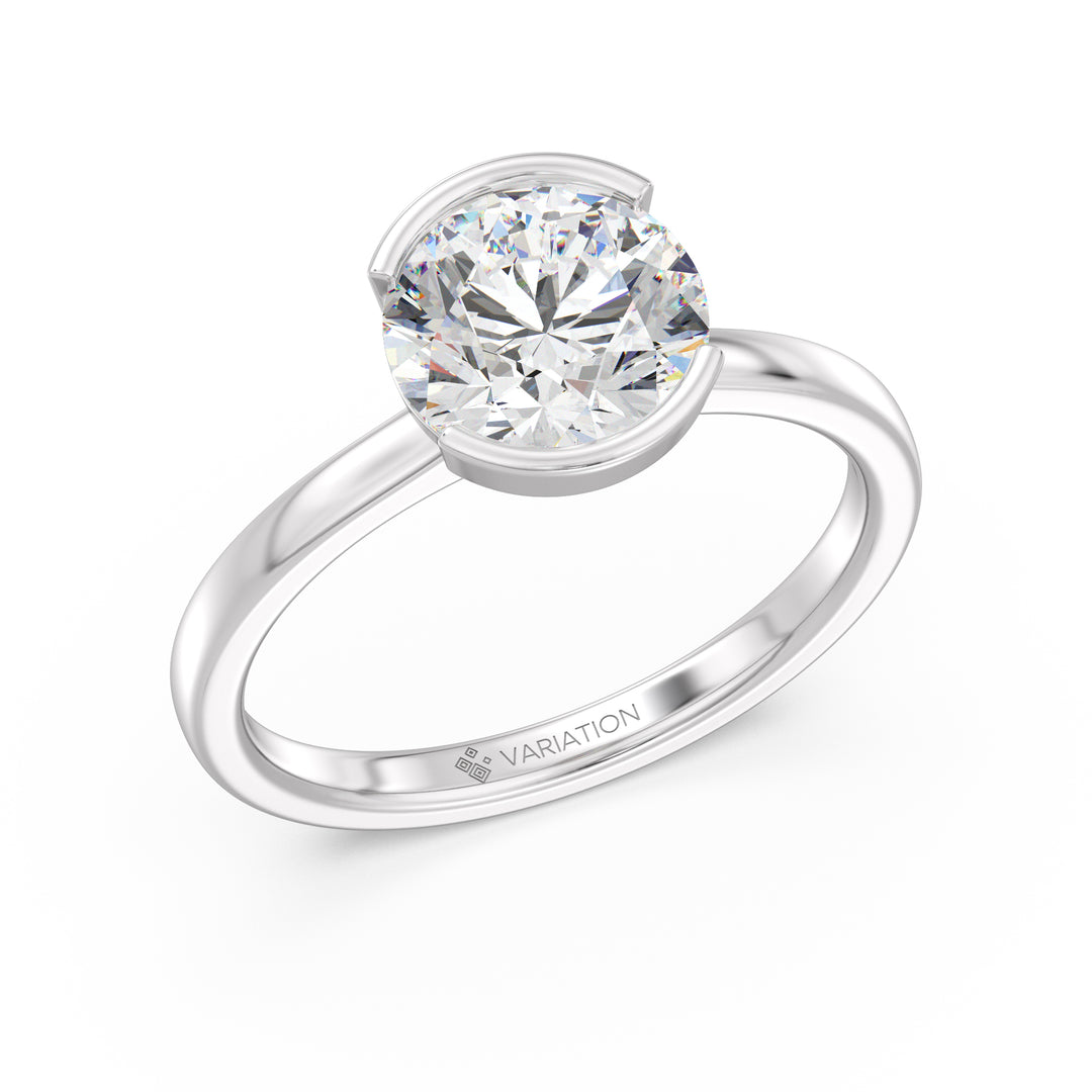 Asscher Cut Lab Grown Diamond Bezel Solitaire Ring in 18K White Gold