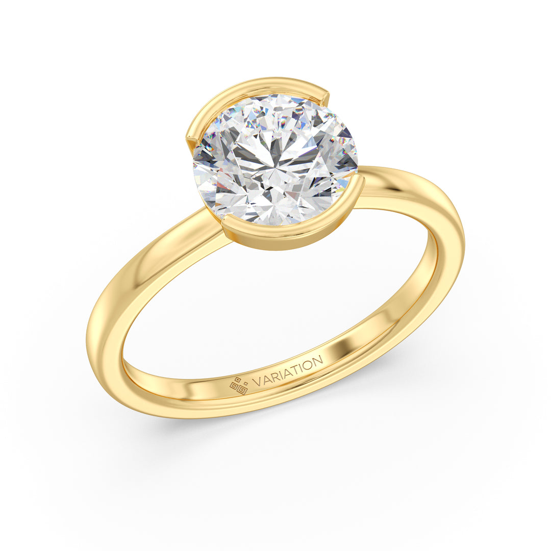 Asscher Cut Lab Grown Diamond Bezel Solitaire Ring in 18K Yellow Gold