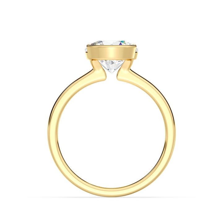Asscher Cut Lab Grown Diamond Ring with Modern Bezel Setting in Yellow Gold