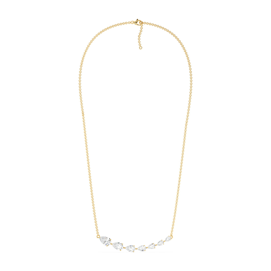 Asymmetric Pear Cut Lab Grown Diamond Necklace in 18K Yellow Gold