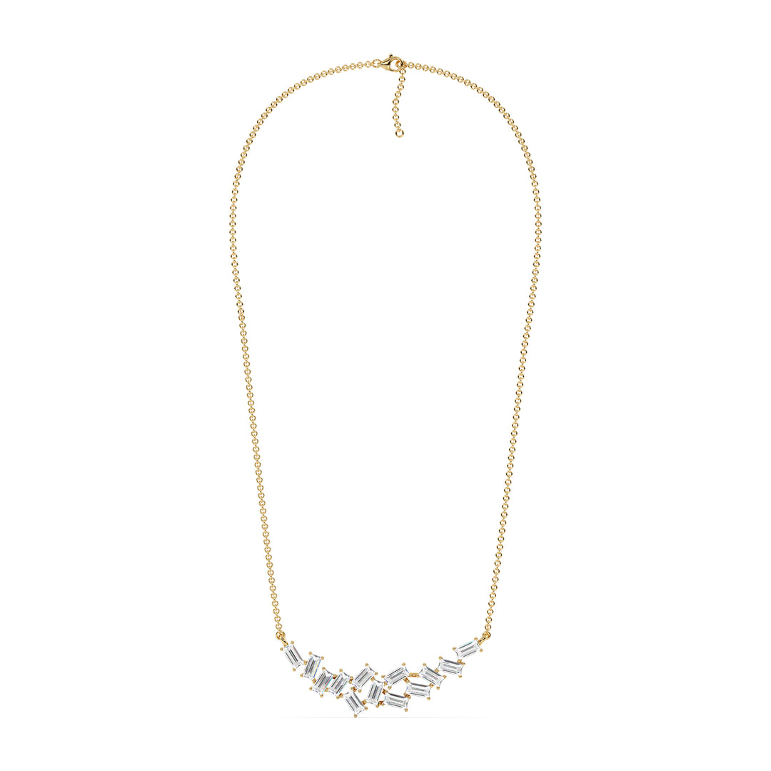 0.65 Carat Baguette Cut Lab Grown Diamond Necklace in 18K Yellow Gold