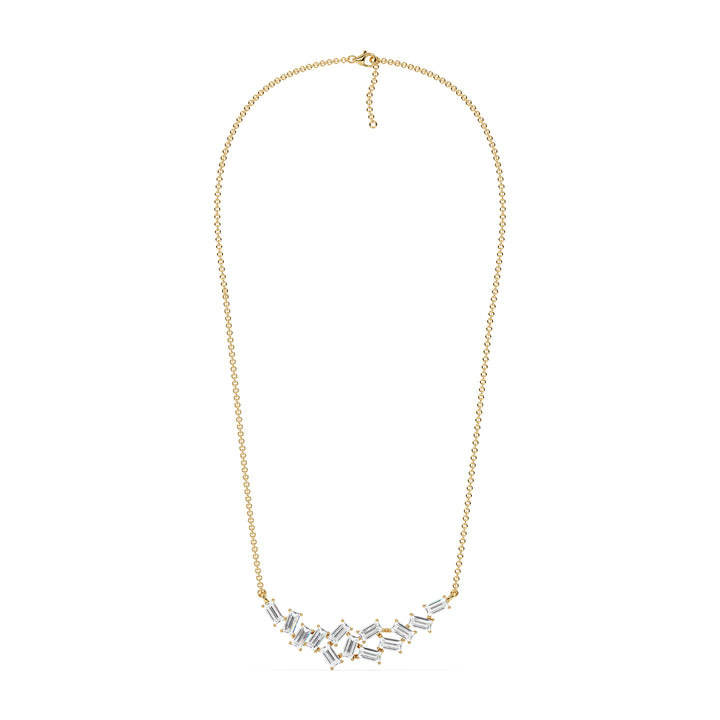 0.65 Carat Baguette Cut Lab Grown Diamond Necklace in 18K Yellow Gold
